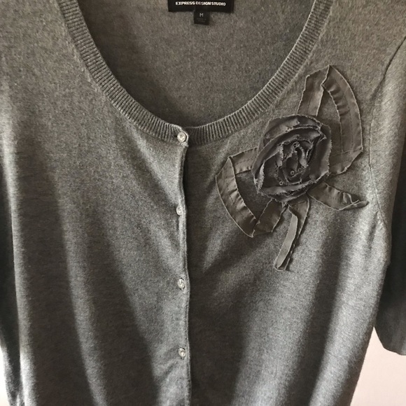 Express Grey Dress Crystal Button Cardigan M - Picture 2 of 6